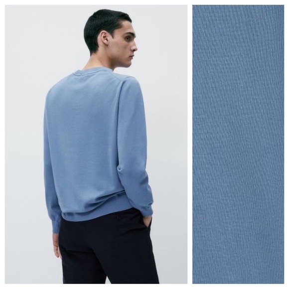 NWT. Massimo Dutti Man Blue Cotton V-Neck Sweater. Size XL. - Picture 4 of 11